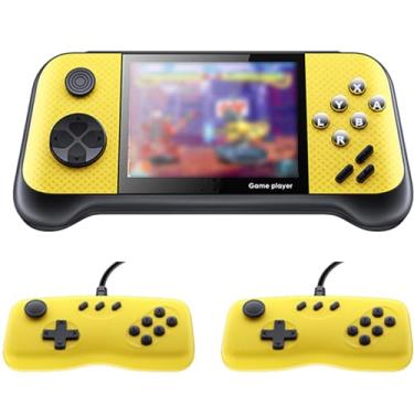 Imagem de Console de jogos portátil para crianças e adultos, reprodutor de videogame portátil com jogos pré-carregados, economia de progresso e conexão com a TV (amarelo)