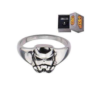 Imagem de Star Wars Jewelry Anel feminino de aço inoxidável Stormtrooper 3D, prata, tamanho único