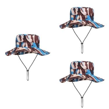 Imagem de LIOOBO 3 Pecas Chapéu De Balde Chapéu De Sol La Chapéus Para Mulheres Chapéus Upf Para Homens Mulheres Chapéu De Pescador De Escalada Chapéus Boonie Chápeu De Chuva Poliéster Largo Viagem