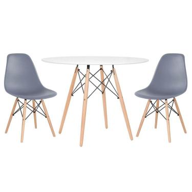 Imagem de Mesa redonda Eames 100 cm + 2 cadeiras Eiffel DSW