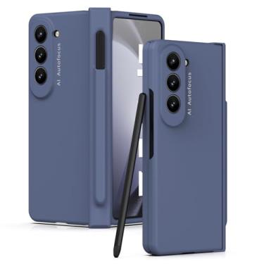 Imagem de LXURY Capa à prova de choque para Samsung Galaxy Z Fold 5, capa antiqueda de cobertura total com caneta Stylus e dobradiça de proteção de câmera de tela, capa para PC, azul, Z Fold 5 de 7,6 polegadas