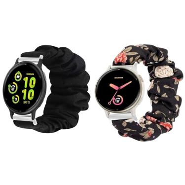 Imagem de Compatível com Garmin Vivoactive 5 Band, Lamshaw 20 mm Tecido Elástico Scrunchie Tiras de Substituição Femininas Compatível com Garmin Vivvoactive 5/Approach S12/Approach S40/Approach S42/D2 Air/D2 Air X10/Forerunner 245/Forerunner 55/Forerunner 645/Venu/Venu 2 Plus/u Sq/Veneno u Sq 2/Vivoactive 3/V