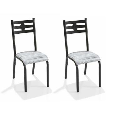 Imagem de Conjunto com 2 Cadeiras para Sala de Jantar VIP Craqueado Preto/Riscado Branco