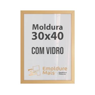 Imagem de Moldura de Madeira Para Folhas Documentos de 30cm x 40cm com Vidro Quadros Decorativos Porta Retrato de Parede Foto Fotografia Poster Imagem de Arte Diplomas (Dourado)