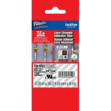Imagem de Brother 3/20.3 cm (9 mm) Impressão preta em fita adesiva P-Touch de força extra transparente para Brother PT-D600, fabricante de etiquetas PTD600