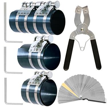 Imagem de Swpeet 8 peças de compressor de anel de pistão de 7,6 cm, 10,2 cm, 15,2 cm e ferramenta de instalação de pistão ajustável, alicate de remoção com chave inglesa e kit sortido de calibre de aço