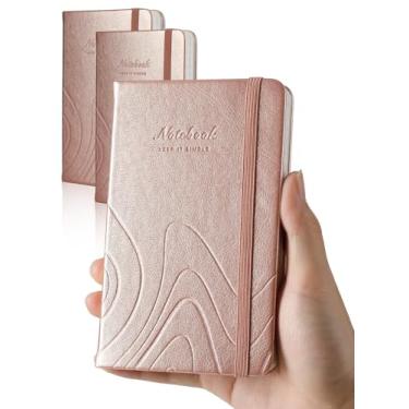 Imagem de AISBUGUR Caderno de bolso, caderno pequeno, pacote com 2, total de 320 páginas, caderno de bolso de 9,4 cm x 14,5 cm (pacote com 2, ouro rosa)
