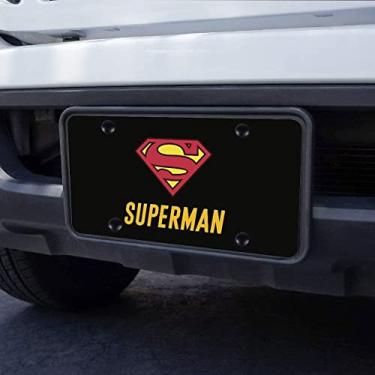 Imagem de 1 peça para moldura de placa de carro do Super-Homem, placa de matrícula cromada para fãs de super-heróis