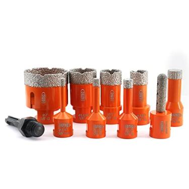 Imagem de Brocas de núcleo de diamante, Conjunto de serra de diamante BGTEC com rosca 5/8-11 para porcelana, tijolo de alvenaria de pedra de mármore de granito cerâmico (6/8/10/16/20/25/32/50 mm + broca de dedo de diamante de 10 mm + adaptador de haste SDS)