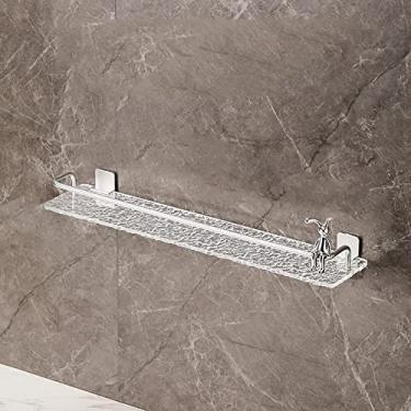 Imagem de Prateleiras de chuveiro Prateleiras de banheiro de acrílico com barra de toalha montada na parede, suporte de chuveiro sem perfuração Prateleira de banheiro Suporte de chuveiro (tamanho: A 50 cm)