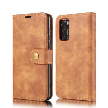 Imagem de Capa tipo carteira de couro flip para Huawei P50 P40 P30 Pro P20 Lite Mate 40 30 20 Capa traseira magnética destacável, marrom, para Huawei Mate 20