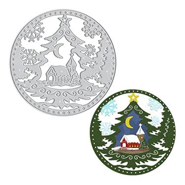 Imagem de Moldes de corte de metal de floco de neve de bola de Natal, redondo, árvore de Natal, casa, estrela, fundo, moldes para fazer cartões, molde de gravação em relevo, estêncis, álbum de recortes, artesanato, decoração de cartão de papel