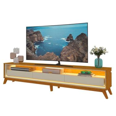 Imagem de Rack Requinte 2.6 com LED Naturale com Off White - Gelius Móveis