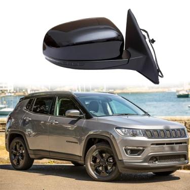 Imagem de Espelho retrovisor lateral do passageiro adequado para Jeep Compass 2017-2021 Substituição do espelho lateral da porta lateral Montagem do espelho retrovisor ajuste de lente elétrica, seta,