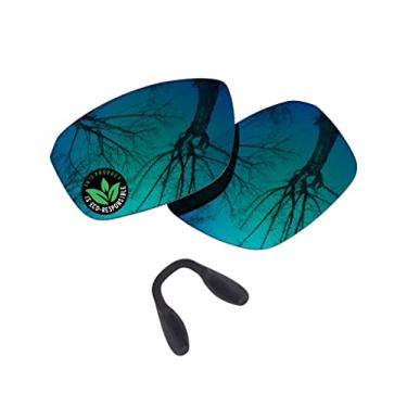Imagem de Raydi Lentes de reposição de policarbonato e protetores de nariz para óculos de sol retangulares Oakley Split Shot OO9416 - verde esmeralda espelhado - polarizado