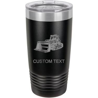 Imagem de Bulldozer Copo de aço inoxidável isolado a vácuo de 590 ml personalizado de parede dupla gravado a laser, caneca de café, personalizado, preto