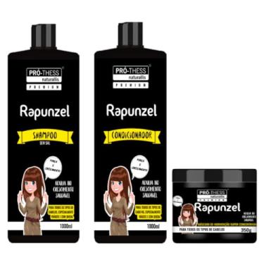 Imagem de Kit Rapunzel Shampoo e Condicionador 1L + Máscara Hidratante Capilar 350g Tratamento de Fortalecimento Revitalizante e Crescimento Acelerado Para Cabelos Fortes