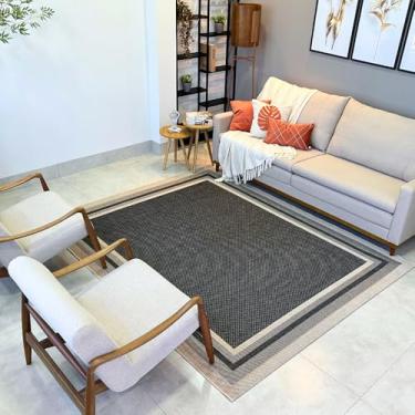 Imagem de Tapete Para Sala Luxo Moldura 200X250 Novo Decorativo Moderno (77 BEGE COM CHUMBO, 200X250)