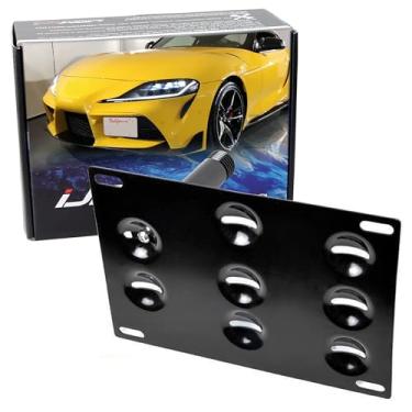 Imagem de iJDMTOY Compatível com Toyota Supra GR 2020-up No Drill Front Bumper Gancho de reboque Kit adaptador de montagem de placa de carro