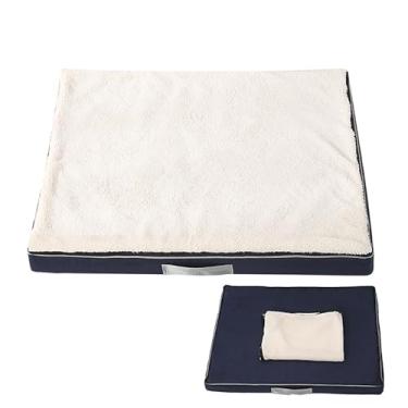 Imagem de Cama para cachorro média à prova d'água, cama ortopédica para cachorro com suporte de espuma para caixa de ovo e fundo antiderrapante, tapete lavável, cama para cachorro(White,39x29")