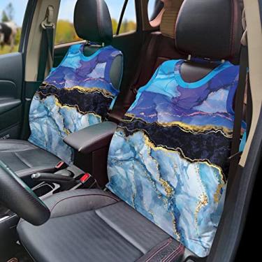 Imagem de GOSTONG Colete de capa de assento de carro com estampa de mármore azul, antiderrapante, durável, acessórios de moda, decoração