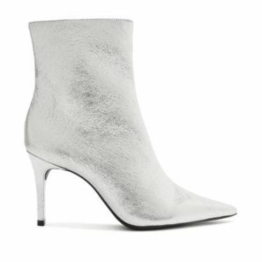 Imagem de Bota Feminina Arezzo Original Bico Fino Couro Prata-Unissex