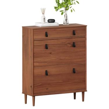 Imagem de IDIMEX Sapateira Madeira Vertical Organizadora 2 Portas 1 Gaveta Mikka Castanho