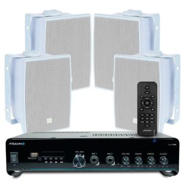Imagem de Kit Som Ambiente Piscina Area Churrasco 4 Caixas Jbl Branca + Amplific