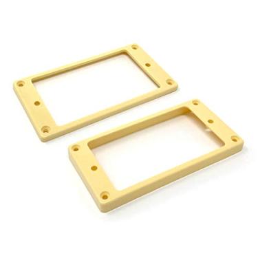 Imagem de Vintage Forge Conjunto de anéis de montagem Humbucker de base plana creme (ponte e pescoço) para guitarras Epiphone HR1300F-CRM