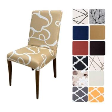 Imagem de Kit 6 Capas Cadeiras De Jantar Spandex Importado Elástico- Várias Estampas (Coke Bege)