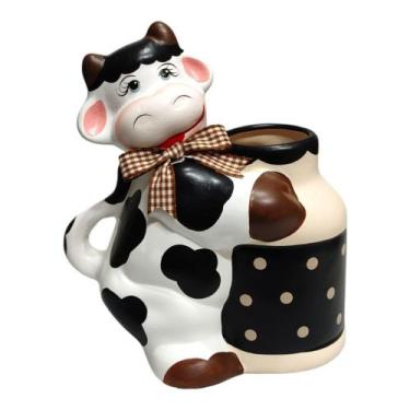 Imagem de Enfeite Cozinha Vaca Latao Elegance Porta Colher Pau Preto - Decore Ca