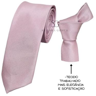 Imagem de Gravata Rose para Padrinhos e Eventos Tecido Trabalhado Quadradinho - 