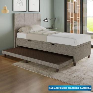 Imagem de Base Cama Baú Solteirão com Cama Auxiliar Linho - SkyBox - SKYBOX BOX 