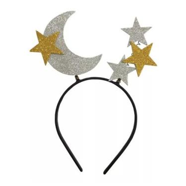 Imagem de Tiara Carnaval Lua e Estrelas EVA Prata/Dourado Vivarte - Inspire sua 