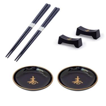 Imagem de Kit Oriental Japonês Hashi  Molheira e Descanso Hashi 6 PÇS - AC