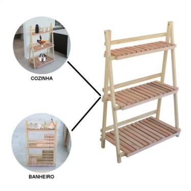 Imagem de Organizador Estante Multiuso de Madeira Maciça Natural - Móveis Brasil