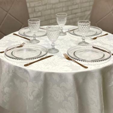 Imagem de Toalha de Mesa Jacquard Redonda para Festas Buffet Eventos - MUMUDECOR