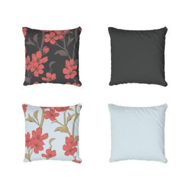 Imagem de Kit 4 Capas De Almofadas Decorativa Red Flowers - Core Decore