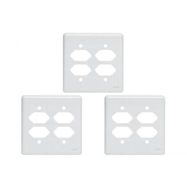 Imagem de Kit C/3 - Placa Perlex Branca 4X4 (4 Tomadas) 23Pl22T 23P..., Branco