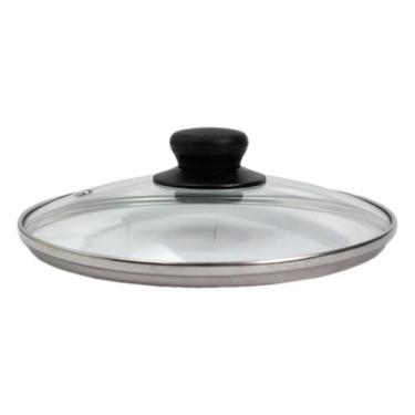 Imagem de Tampa De Panela Em Vidro Temperado Com Puxador Preto Para Panelas 26cm