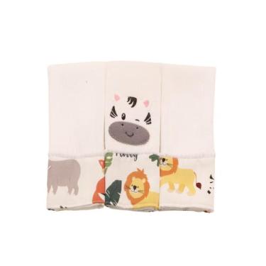 Imagem de Fralda de Boca Bordada Estampada Para Bebês Menina Menino 03 Peças - M