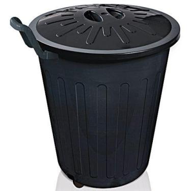 Imagem de Lixeira Cesto Organizadora 100 Litros C/ Rodas e Tampa Preto - Arqplas