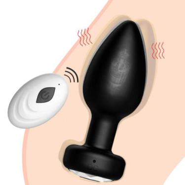 Imagem de Plug anal de silicone com Vibrador RECARREGÁVEL com CONTROLE REMOTO Po