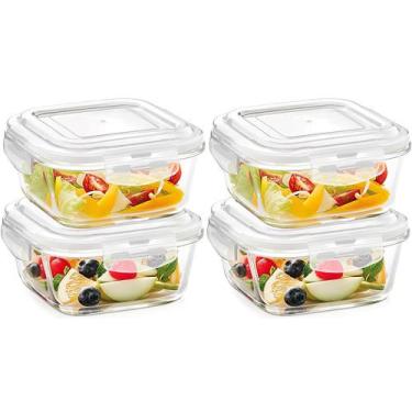 Imagem de Kit 4 Potes Vidro Hermetico Tampa Com Vedação Silicone 800ml - LP Hous