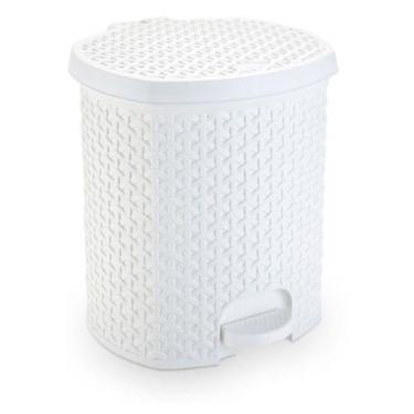 Imagem de Lixeira pedal plástica color 6 litros - Utilidade , Branco