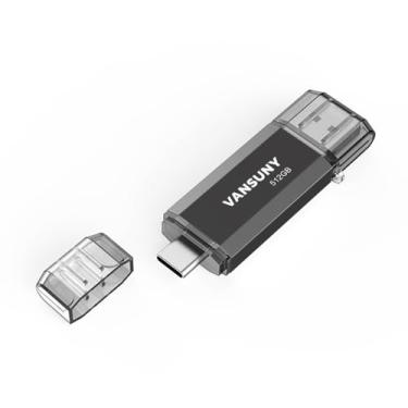 Imagem de Vansuny Flash Drive tipo C de 512 GB 2 em 1 OTG USB 3.0 + cartão de memória USB C com chaveiro, pen drive de salto duplo para smartphone Android, computadores