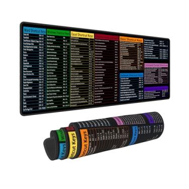 Imagem de Computador Escritório Power Point Excel Word Outlook Command Prompt Teclas Atalhos Teclado Gaming Mouse Pad Tapete de Mesa Grande Estendido XL Sola de Borracha para Escritório em Casa (70 cm X 30 cm)