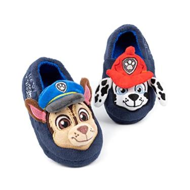 Imagem de Paw Patrol Pantufas infantis | Sapatos para meninas e meninos com orelhas 3D Chase Marshall Slip On House Shoes, Azul, 9.5 Narrow Toddler
