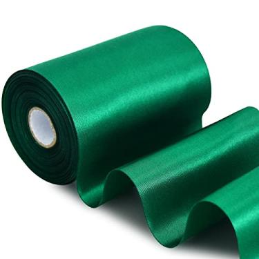 Imagem de TONIFUL Fita de cetim verde escuro de 10 cm x 22 m de largura fita grande para cerimônia de corte, kit de cerimônia de grande abertura, cadeira, mesa, cabelo, carro, laço, embrulho de presente