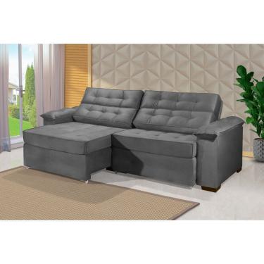 Imagem de Sofá Retrátil e Reclinável 2,10m ESTILO ESTOFADOS - PARIS 2 módulos com Velusoft D33 "CINZA"